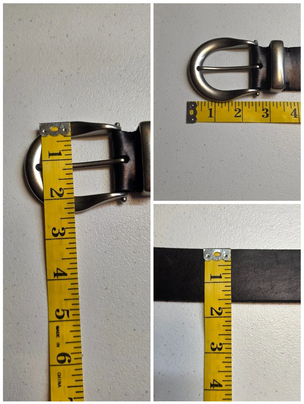 All Saints Black Leather Belt with Silver Tone Buckle and Studs